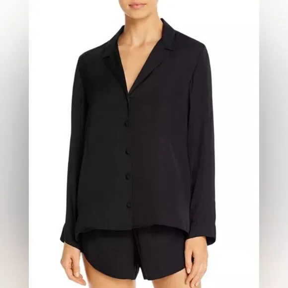 NWT Josie Natori Bardot Satin Short Pajama Set in Midnight Navy